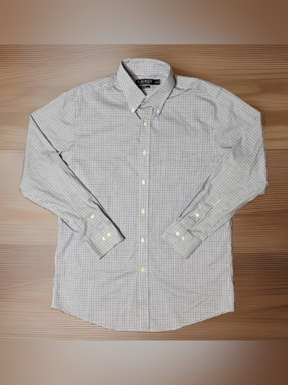 Lauren Ralph Lauren Black Label Dress Shirt Mens Size 16.5 34/35 Blue Checked
